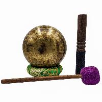 Jambati Singing Bowl, [tiger Antique], [jhumkat], Buddhist Hand Beaten, Antique Finishing, [select Accessories]