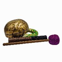 Jambati Singing Bowl, [tiger Antique], [jhumkat], Buddhist Hand Beaten, Antique Finishing, [select Accessories]