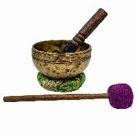 Jambati Singing Bowl, [tiger Antique], [jhumkat], Buddhist Hand Beaten, Antique Finishing, [select Accessories]