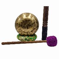 Jambati Singing Bowl, [tiger Antique], [jhumkat], Buddhist Hand Beaten, Antique Finishing, [select Accessories]