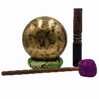 Jambati Singing Bowl, [tiger Antique], [jhumkat], Buddhist Hand Beaten, Antique Finishing, [select Accessories]