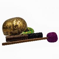 Jambati Singing Bowl, [tiger Antique], [jhumkat], Buddhist Hand Beaten, Antique Finishing, [select Accessories]