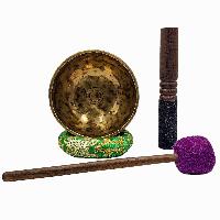 Jambati Singing Bowl, [tiger Antique], [jhumkat], Buddhist Hand Beaten, Antique Finishing, [select Accessories]