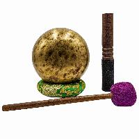 Jambati Singing Bowl, [tiger Antique], [jhumkat], Buddhist Hand Beaten, Antique Finishing, [select Accessories]