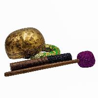 Jambati Singing Bowl, [tiger Antique], [jhumkat], Buddhist Hand Beaten, Antique Finishing, [select Accessories]