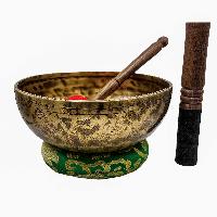 Jambati Singing Bowl, [tiger Antique], [jhumkat], Buddhist Hand Beaten, Antique Finishing, [select Accessories]