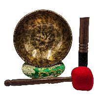 Jambati Singing Bowl, [tiger Antique], [jhumkat], Buddhist Hand Beaten, Antique Finishing, [select Accessories]