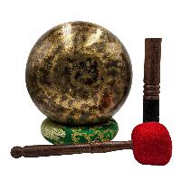 Jambati Singing Bowl, [tiger Antique], [jhumkat], Buddhist Hand Beaten, Antique Finishing, [select Accessories]