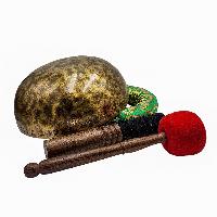 Jambati Singing Bowl, [tiger Antique], [jhumkat], Buddhist Hand Beaten, Antique Finishing, [select Accessories]