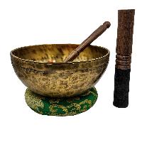 Jambati Singing Bowl, [tiger Antique], [jhumkat], Buddhist Hand Beaten, Antique Finishing, [select Accessories]
