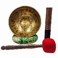 Jambati Singing Bowl, [tiger Antique], [jhumkat], Buddhist Hand Beaten, Antique Finishing, [select Accessories]