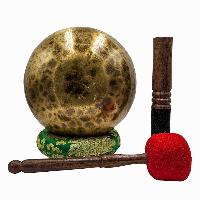 Jambati Singing Bowl, [tiger Antique], [jhumkat], Buddhist Hand Beaten, Antique Finishing, [select Accessories]
