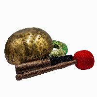 Jambati Singing Bowl, [tiger Antique], [jhumkat], Buddhist Hand Beaten, Antique Finishing, [select Accessories]
