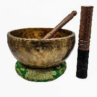 Jambati Singing Bowl, [tiger Antique], [jhumkat], Buddhist Hand Beaten, Antique Finishing, [select Accessories]