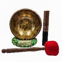 Jambati Singing Bowl, [tiger Antique], [jhumkat], Buddhist Hand Beaten, Antique Finishing, [select Accessories]