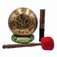 Jambati Singing Bowl, [tiger Antique], [jhumkat], Buddhist Hand Beaten, Antique Finishing, [select Accessories]