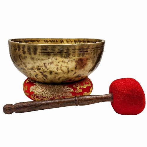 Jambati Singing Bowl, [tiger Antique], [jhumkat], Buddhist Hand Beaten, Antique Finishing, [select Accessories]