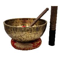 Jambati Singing Bowl, [tiger Antique], [jhumkat], Buddhist Hand Beaten, Antique Finishing, [select Accessories]