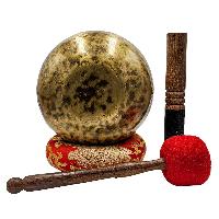 Jambati Singing Bowl, [tiger Antique], [jhumkat], Buddhist Hand Beaten, Antique Finishing, [select Accessories]