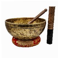 Jambati Singing Bowl, [tiger Antique], [jhumkat], Buddhist Hand Beaten, Antique Finishing, [select Accessories]