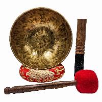 Jambati Singing Bowl, [tiger Antique], [jhumkat], Buddhist Hand Beaten, Antique Finishing, [select Accessories]