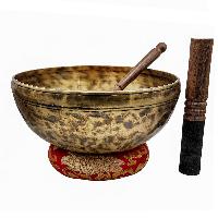 Jambati Singing Bowl, [tiger Antique], [jhumkat], Buddhist Hand Beaten, Antique Finishing, [select Accessories]
