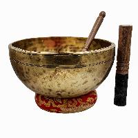 Jambati Singing Bowl, [tiger Antique], [jhumkat], Buddhist Hand Beaten, Antique Finishing, [select Accessories]