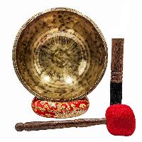 Jambati Singing Bowl, [tiger Antique], [jhumkat], Buddhist Hand Beaten, Antique Finishing, [select Accessories]