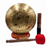 Jambati Singing Bowl, [tiger Antique], [jhumkat], Buddhist Hand Beaten, Antique Finishing, [select Accessories]