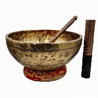 Jambati Singing Bowl, [tiger Antique], [jhumkat], Buddhist Hand Beaten, Antique Finishing, [select Accessories]
