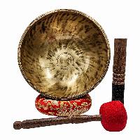 Jambati Singing Bowl, [tiger Antique], [jhumkat], Buddhist Hand Beaten, Antique Finishing, [select Accessories]