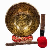 Jambati Singing Bowl, [tiger Antique], [jhumkat], Buddhist Hand Beaten, Antique Finishing, [select Accessories]