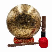 Jambati Singing Bowl, [tiger Antique], [jhumkat], Buddhist Hand Beaten, Antique Finishing, [select Accessories]