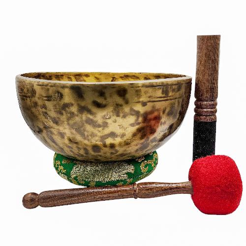 Jambati Singing Bowl, [tiger Antique], [jhumkat], Buddhist Hand Beaten, Antique Finishing