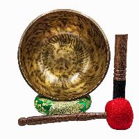 Jambati Singing Bowl, [tiger Antique], [jhumkat], Buddhist Hand Beaten, Antique Finishing