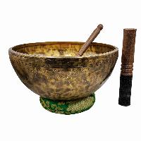 Jambati Singing Bowl, [tiger Antique], [jhumkat], Buddhist Hand Beaten, Antique Finishing, [select Accessories]
