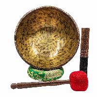 Jambati Singing Bowl, [tiger Antique], [jhumkat], Buddhist Hand Beaten, Antique Finishing, [select Accessories]