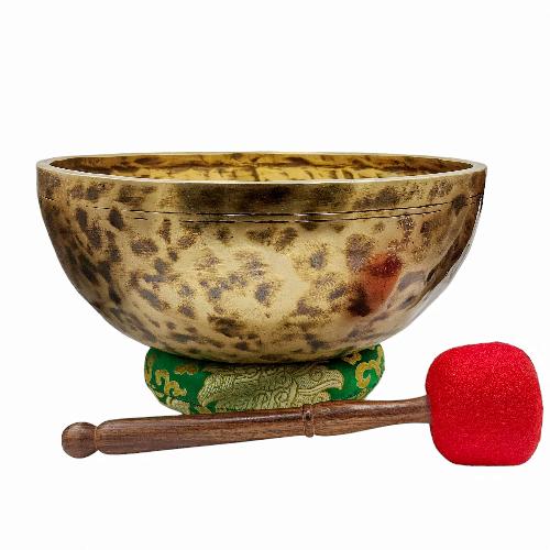Jambati Singing Bowl, [tiger Antique], [jhumkat], Buddhist Hand Beaten, Antique Finishing, [select Accessories]