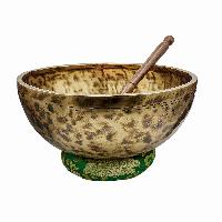 Jambati Singing Bowl, [tiger Antique], [jhumkat], Buddhist Hand Beaten, Antique Finishing, [select Accessories]