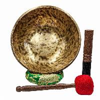 Jambati Singing Bowl, [tiger Antique], [jhumkat], Buddhist Hand Beaten, Antique Finishing, [select Accessories]