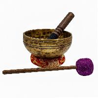 Jambati Singing Bowl, [tiger Antique], [jhumkat], Buddhist Hand Beaten, Antique Finishing, [select Accessories]