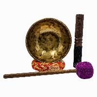 Jambati Singing Bowl, [tiger Antique], [jhumkat], Buddhist Hand Beaten, Antique Finishing, [select Accessories]