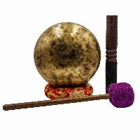 Jambati Singing Bowl, [tiger Antique], [jhumkat], Buddhist Hand Beaten, Antique Finishing, [select Accessories]