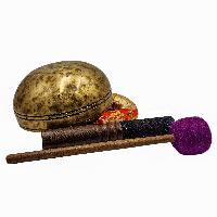 Jambati Singing Bowl, [tiger Antique], [jhumkat], Buddhist Hand Beaten, Antique Finishing, [select Accessories]