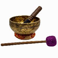Jambati Singing Bowl, [tiger Antique], [jhumkat], Buddhist Hand Beaten, Antique Finishing, [select Accessories]