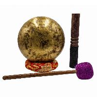 Jambati Singing Bowl, [tiger Antique], [jhumkat], Buddhist Hand Beaten, Antique Finishing, [select Accessories]