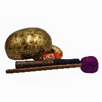 Jambati Singing Bowl, [tiger Antique], [jhumkat], Buddhist Hand Beaten, Antique Finishing, [select Accessories]