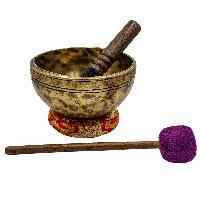 Jambati Singing Bowl, [tiger Antique], [jhumkat], Buddhist Hand Beaten, Antique Finishing, [select Accessories]