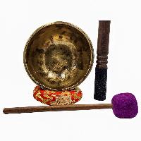 Jambati Singing Bowl, [tiger Antique], [jhumkat], Buddhist Hand Beaten, Antique Finishing, [select Accessories]