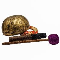 Jambati Singing Bowl, [tiger Antique], [jhumkat], Buddhist Hand Beaten, Antique Finishing, [select Accessories]